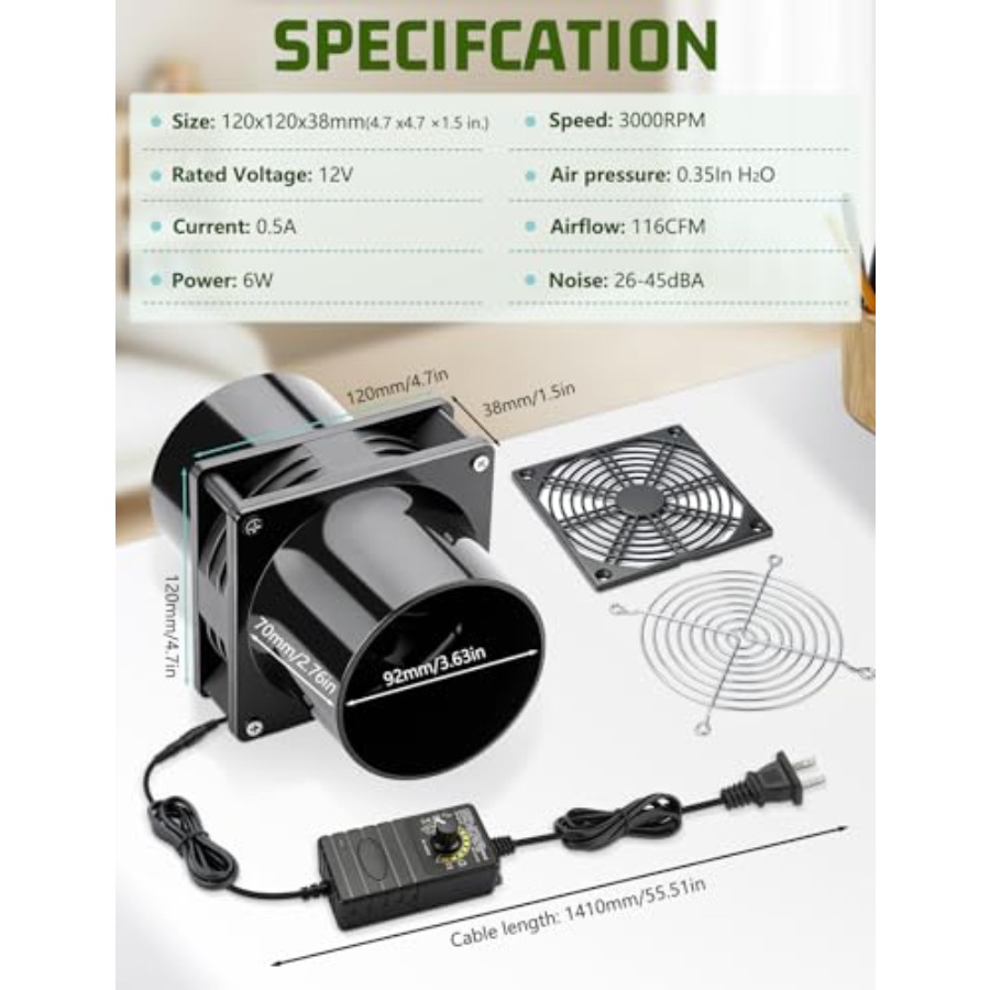 120mm x 38mm 12v Exhaust Fan w - Fume Extractor Laser ulasan dan harga