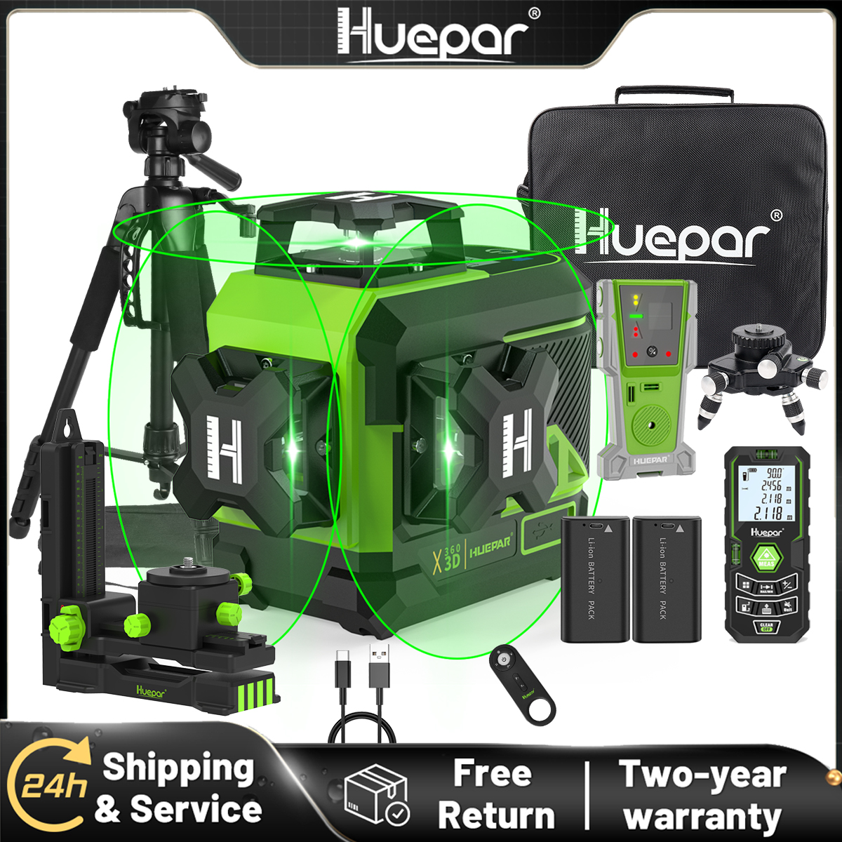 Huepar 3D Cross Line Laser Lev - Industrial Laser Line ulasan dan harga